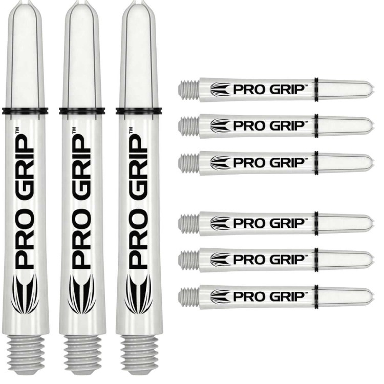 Shafty Target Pro Grip do lotek rzutek dart 9szt. - Short, Intermediate, Medium Białe