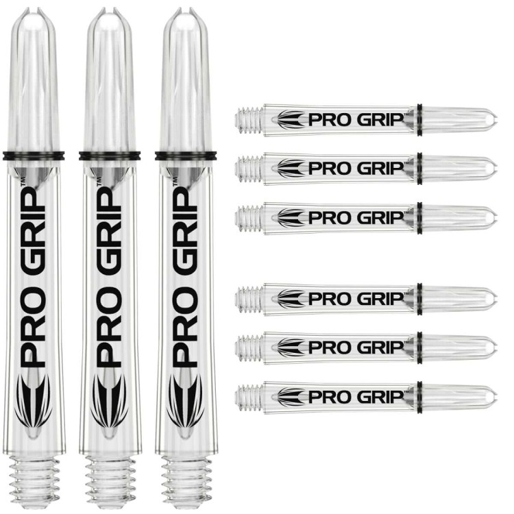 Shafty Target Pro Grip do lotek rzutek dart 9szt. - Short, Intermediate, Medium Przeźroczyste