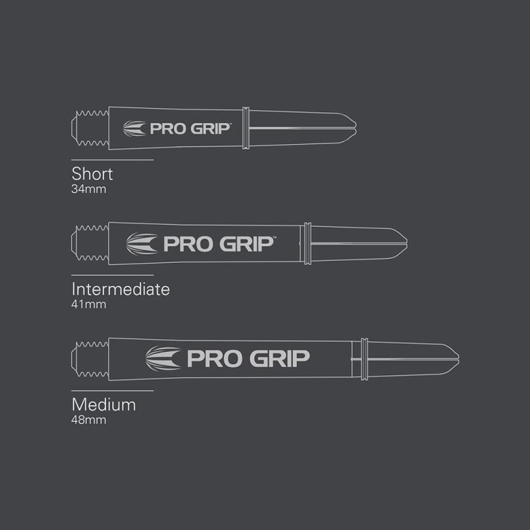 Shafty Target Pro Grip do lotek rzutek dart 9szt. - Short, Intermediate, Medium Przeźroczyste