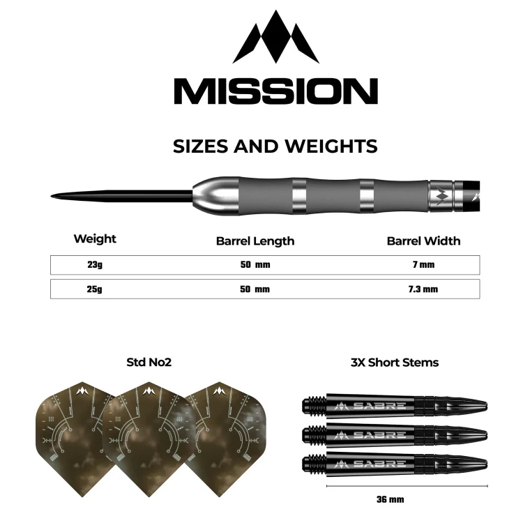 Lotki Rzutki Dart Mission Saturn Fenrir 90% Wolfram 23g, 25g