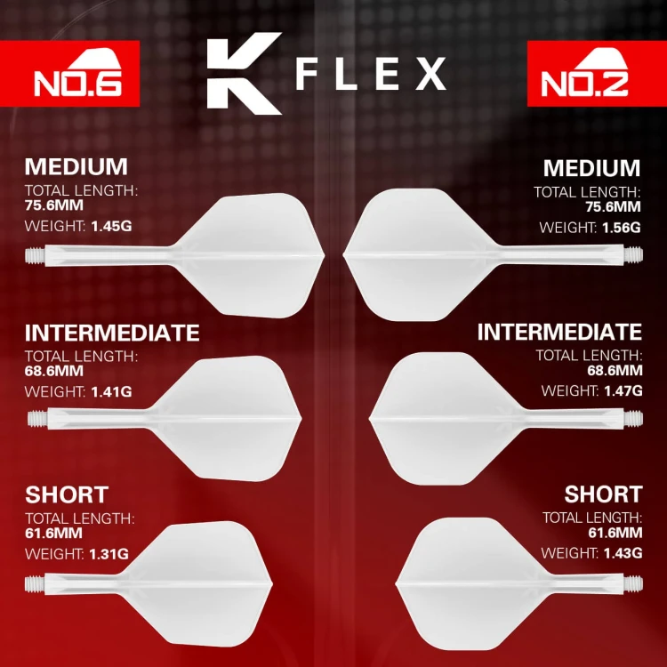 System Target K-Flex Piórka + Shafty Dart No.6 Białe - Short, Intermediate, Medium