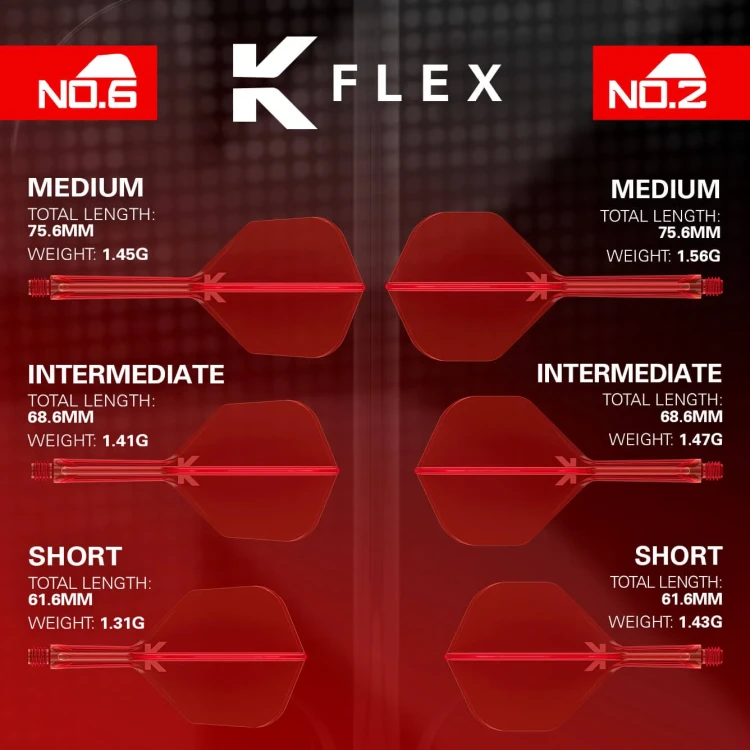 System Target K-Flex Piórka + Shafty Dart No.6 Czerwone - Short ,Intermediate, Medium