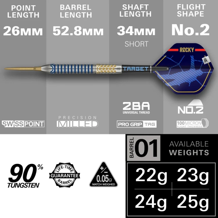 Lotki Rzutki Dart Target Josh Rock G1 90% Wolfram SP 22g, 23g, 24g, 25g