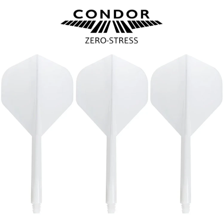 Condor Zero Stress Shafty + Piórka do rzutek Dart No.2 Standard Białe – Short, Medium, Long