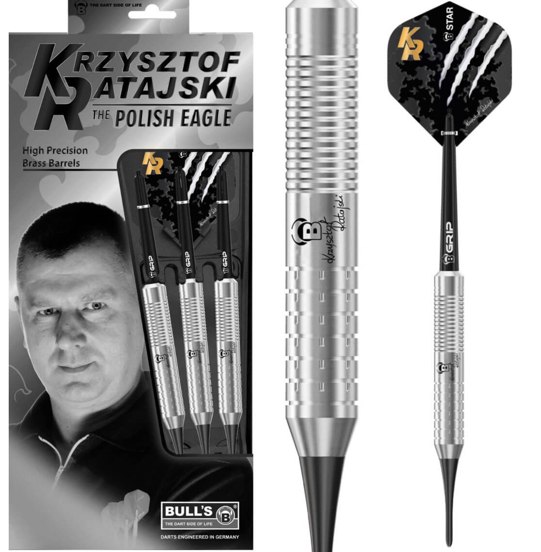 LOTKI RZUTKI DART BULLS Krzysztof Ratajski Silver Mosiężne 16g SOFT