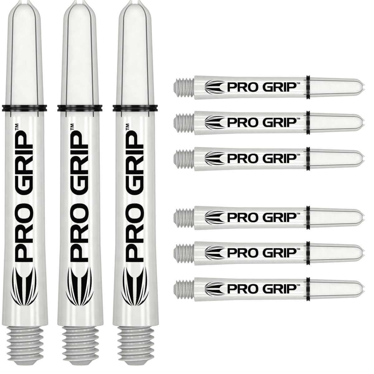 Shafty Target Pro Grip do lotek rzutek dart 9szt. - Short, Intermediate, Medium Białe