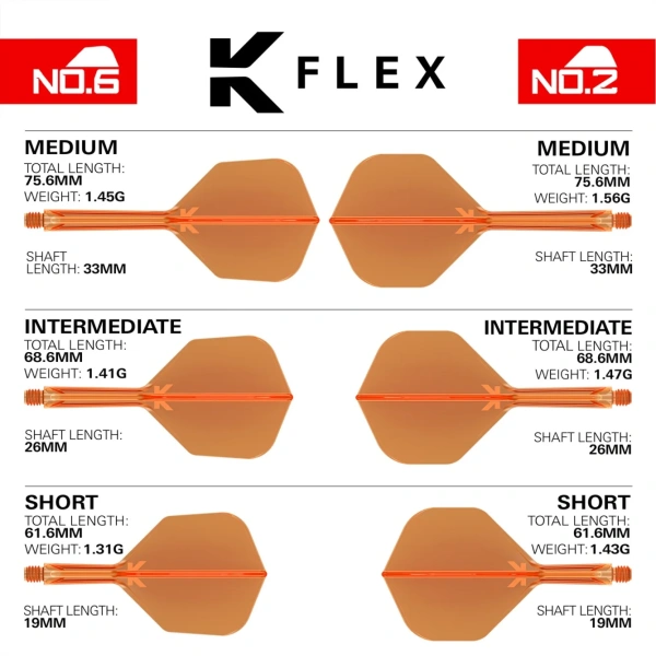 System Target K-Flex Piórka + Shafty Dart Pomarańczowe No.6 Short, Intermediate, Medium - obrazek 2