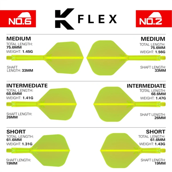 System Target K-Flex Piórka + Shafty Dart Żółte No.6 Short, Intermediate, Medium - obrazek 2