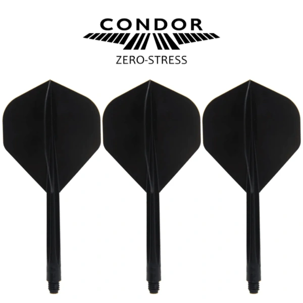 Condor Zero Stress Shafty + Piórka do rzutek Dart No.2 Standard Czarne - Short, Medium, Long