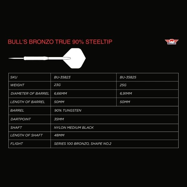 Lotki Rzutki Dart Bull’s Bronzo True 90% 23g, 25g - obrazek 5