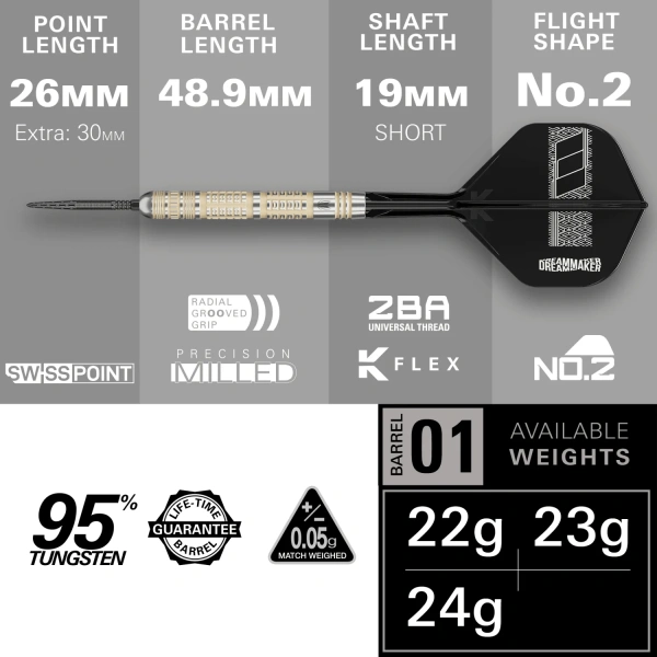 Lotki Rzutki Dart DIMITRI VAN DEN BERGH 95K SP 95% - 22G, 23G, 24G - obrazek 5