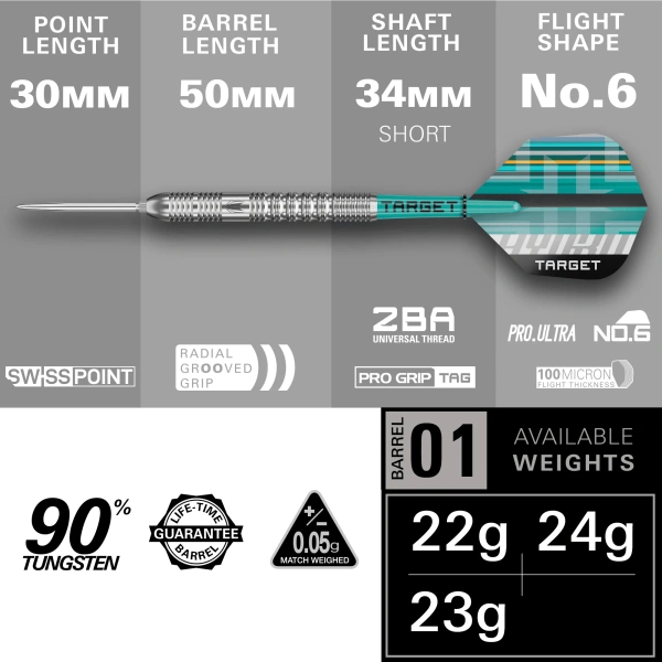 Lotki Rzutki Dart Target HYDRO SP 01 90% -  22G, 23G, 24G - obrazek 4