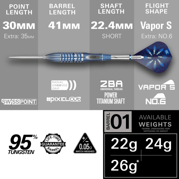 Lotki Rzutki Dart Target PHIL TAYLOR POWER Gx2 SP 95% - 22g, 24g, 26g - obrazek 5