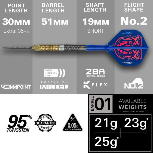 Lotki Rzutki Dart Target RAYMOND VAN BARNEVELD 95% GEN 6 - 21g, 23g, 25g - obrazek 7