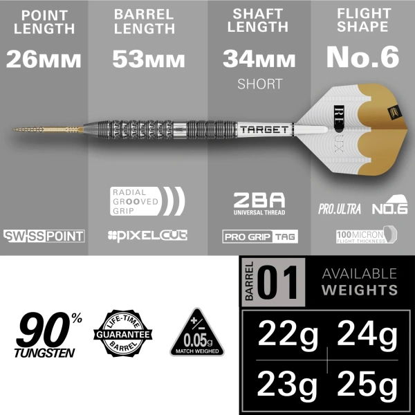 Lotki Rzutki Dart Target REDUX SP 01 90% - 22g, 23g, 24g, 25g - obrazek 4