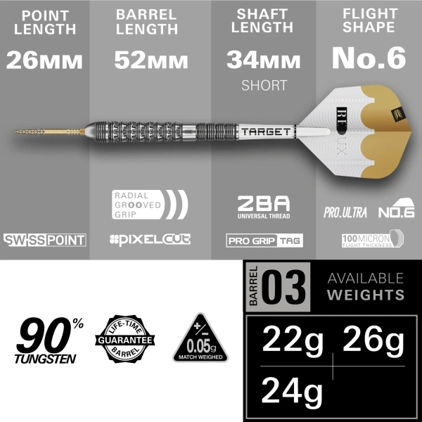 Lotki Rzutki Dart Target REDUX SP 03 90% - 22g, 24g, 26g - obrazek 6