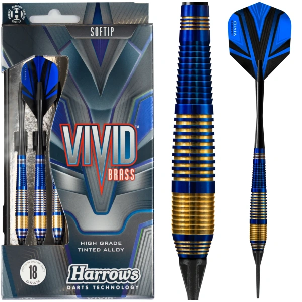 Lotki Rzutki Dart HARROWS Vivid Mosiężne Niebieskie SOFT 18g