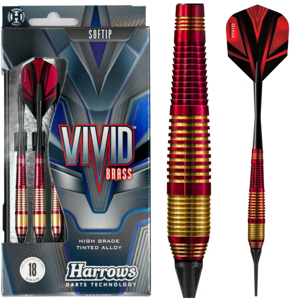 Lotki Rzutki Dart HARROWS Vivid Mosiężne Czerwone SOFT 18g